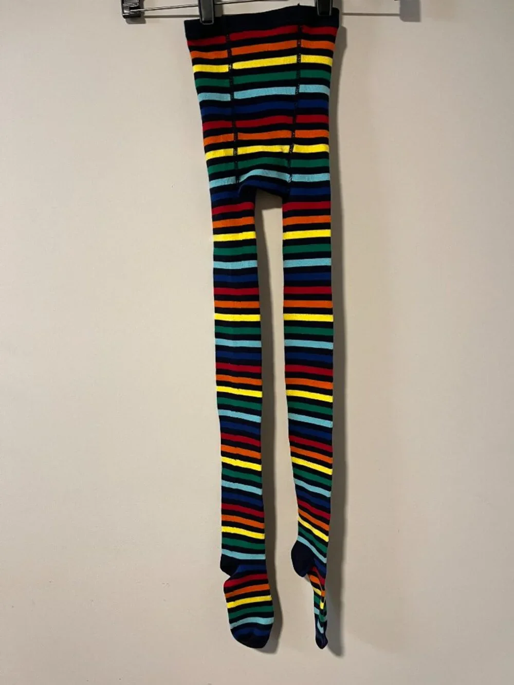Primary Kids Rainbow Tights Size 7-10 Girls Multicolor Striped Cotton Leggings